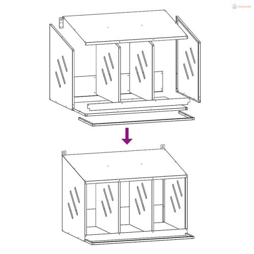 Horganyzott ezüst fém csirke fészekrakó doboz 3 rekesszel