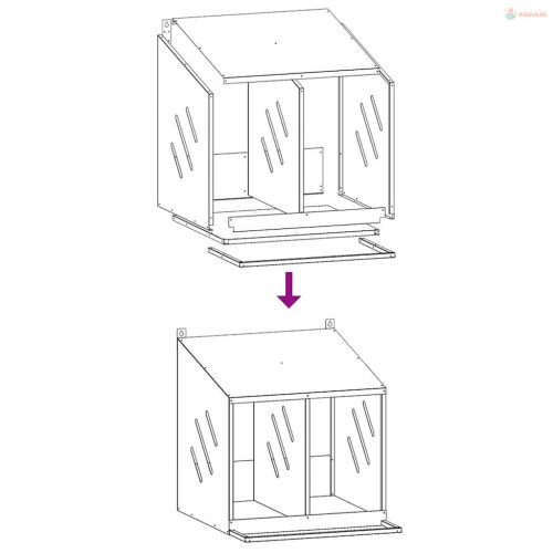 Horganyzott ezüst fém csirke fészekrakó doboz 2 rekesszel