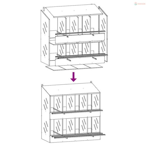 Olívazöld fémből fém csirke fészekrakó doboz 8 rekesszel