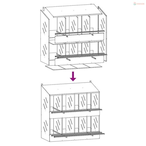 Horganyzott ezüst fém csirke fészekrakó doboz 8 rekesszel