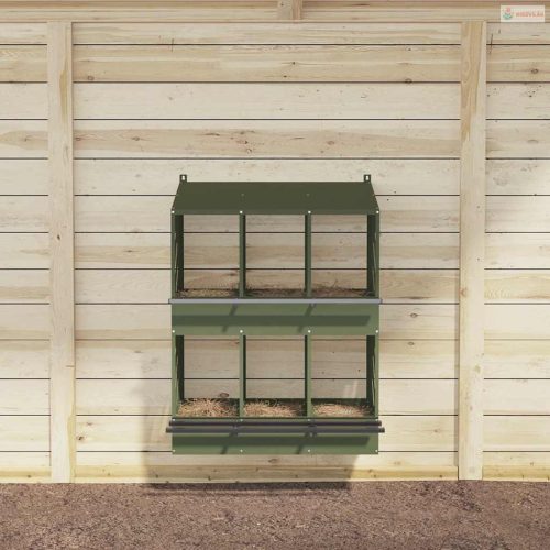 Olívazöld fémből fém csirke fészekrakó doboz 6 rekesszel