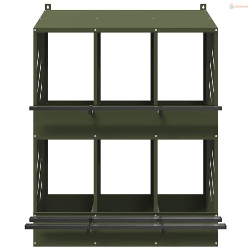 Olívazöld fémből fém csirke fészekrakó doboz 6 rekesszel