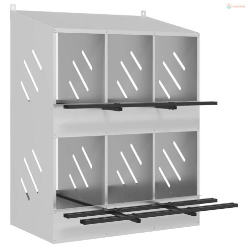 Horganyzott ezüst fém csirke fészekrakó doboz 6 rekesszel