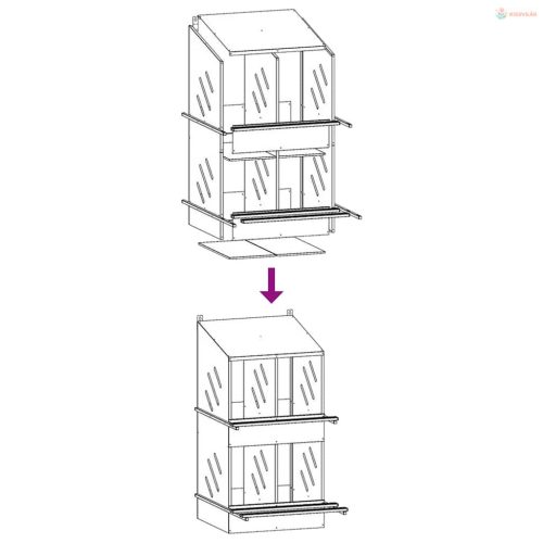 Horganyzott ezüst fém csirke fészekrakó doboz 4 rekesszel
