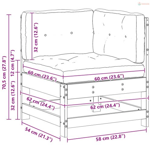 Kerti Sarokkanapé Tömör Fenyőfa Viaszbarna