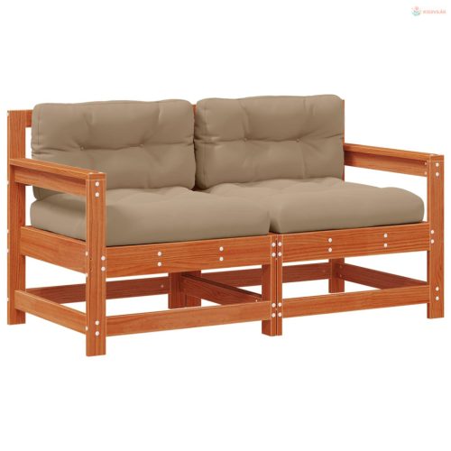 2 Darab Kerti Sarokkanapé Tömör Fenyőfa Viaszbarna