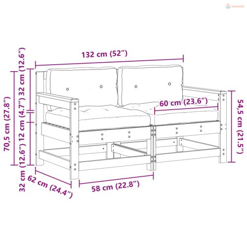 2 Darab Kerti Sarokkanapé Tömör Fenyőfa Viaszbarna