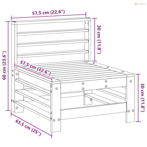 Kerti Középső Kanapé Tömör fenyő Gyantás Barna Fenyő