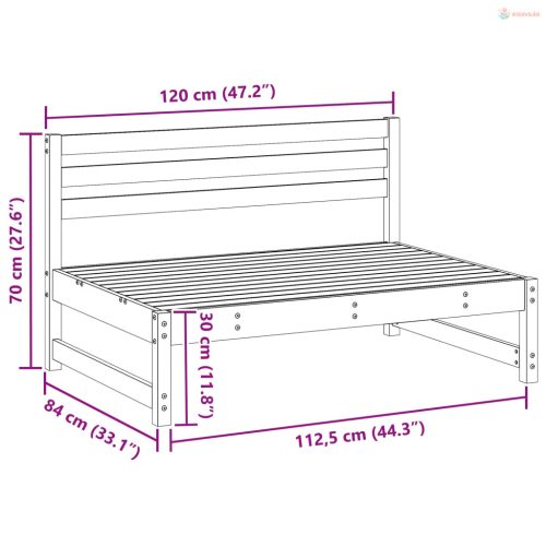 Kerti Középső Kanapé Tömör fenyő Viaszbarna 120 x 84 x 70 cm