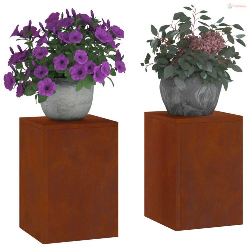 Növényállvány 2 pcs Rozsdás 24 x 24 x 35 cm Időjárásálló acél