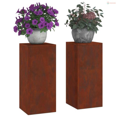 Növényállvány 2 pcs Rozsdás 24 x 24 x 55 cm Időjárásálló acél