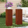 Növényállvány 2 pcs Rozsdás 24 x 24 x 75 cm Időjárásálló acél
