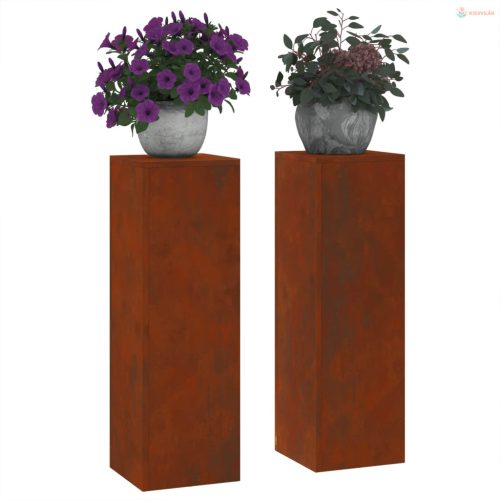 Növényállvány 2 pcs Rozsdás 24 x 24 x 75 cm Időjárásálló acél