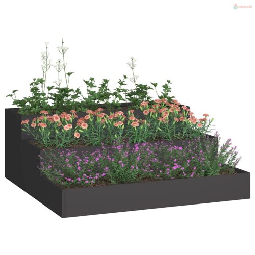 Kerti cserép Fekete 90 x 90 x 35 cm Hidegen hengerelt acél