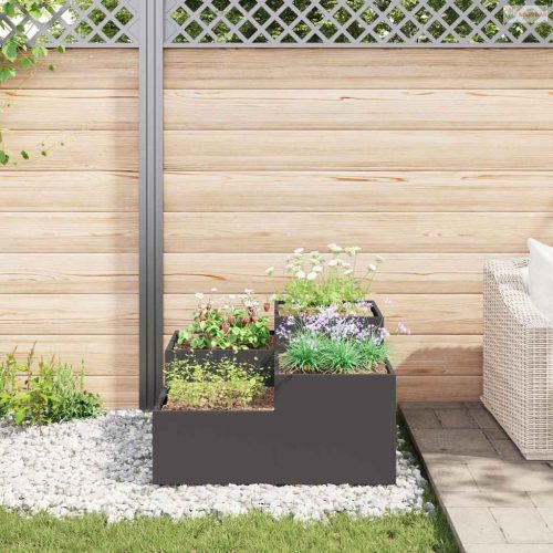 Kerti cserép Fekete 80 x 80 x 48 cm Acél