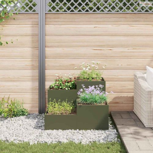 Kerti cserép Oliva zöld 80 x 80 x 60 cm Acél