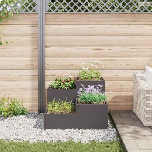 Kerti cserép Fekete 100 x 100 x 60 cm Acél