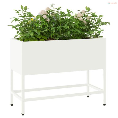 Magas Kerti Cserép Fehér 60 x 26 x 48 cm Acél