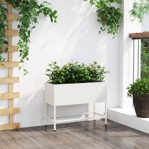 Magas Kerti Cserép Fehér 60 x 26 x 48 cm Acél