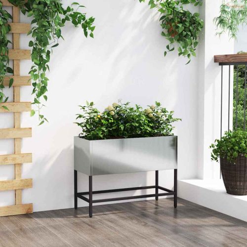 Magas Kerti Cserép Ezüst 60 x 26 x 45 cm Horganyzott acél