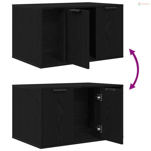 Fekete tölgyfa macskaalom tároló 80 x 50 x 45 cm