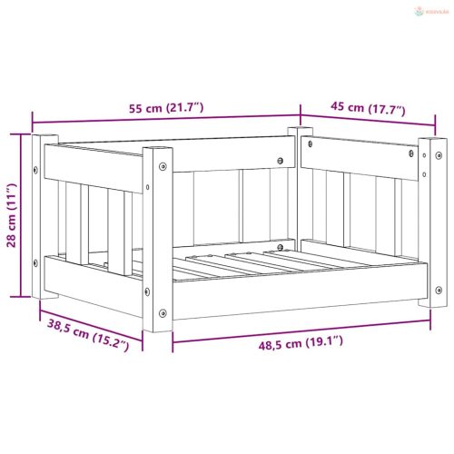 Kutyafekhely Faggyú barna 55 x 45 x 28 cm Tömör fenyőfa