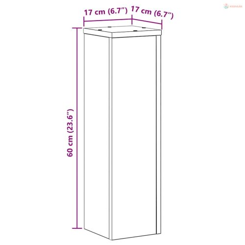 Növényállvány 2 pcs Fekete tölgy 17 x 17 x 60 cm Faanyag