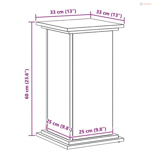 Növényállvány Fekete tölgy 33 x 33 x 60 cm Faanyag