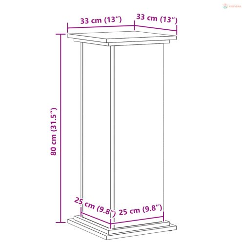 Növényállvány Fekete tölgy 33 x 33 x 80 cm Faanyag