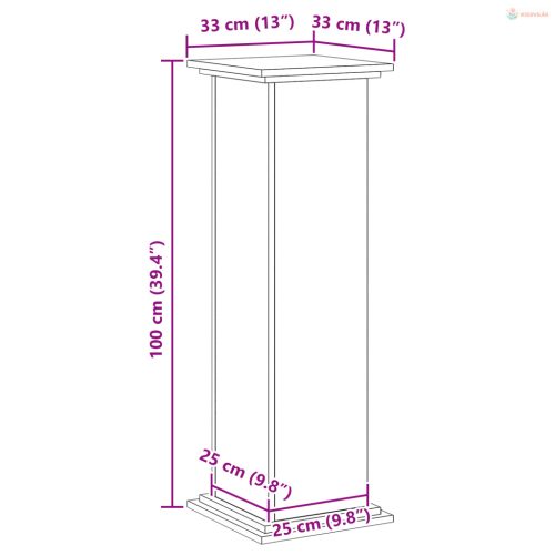 Növényállvány Fekete tölgy 33 x 33 x 100 cm Faanyag