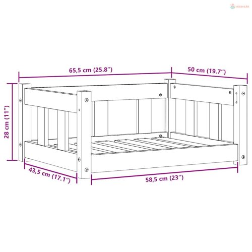 Kutyafekhely Faggyú barna 65,5 x 50 x 28 cm Tömör fenyőfa