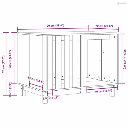 Kutyaház tárolóval Faggyú barna 100 x 70 x 70 cm Tömör fenyőfa