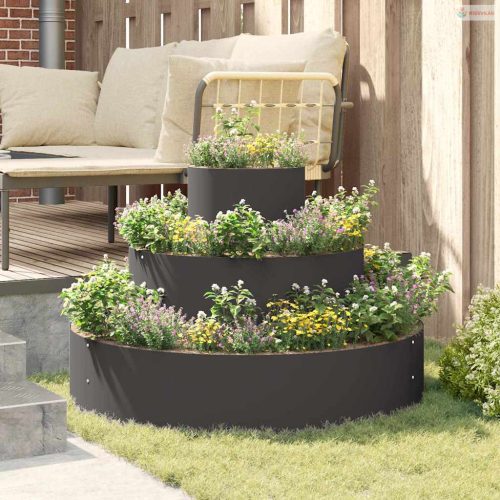 Kerti cserép Fekete 90 x 90 x 20 cm Hidegen hengerelt acél