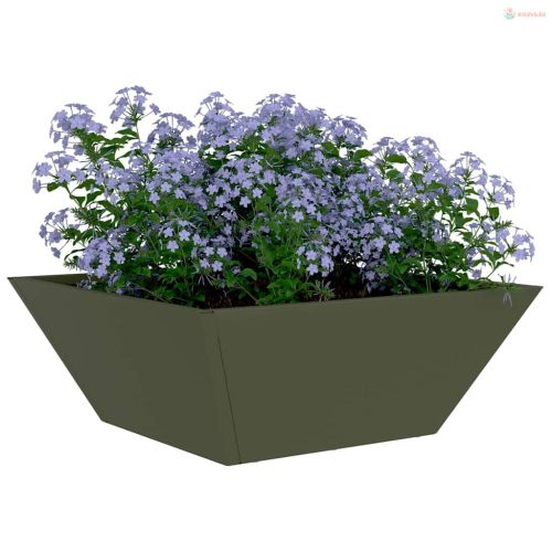 Kerti cserép Olajzöld 40 x 40 x 15 cm Hidegen hengerelt acél