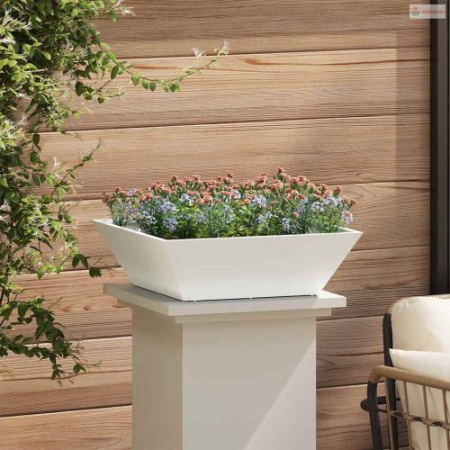 Kerti cserép 5 pcs Fehér 50 x 50 x 15 cm Hidegen hengerelt acél