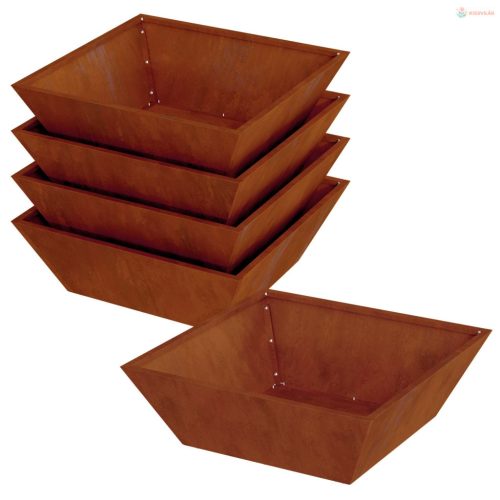 Kerti cserép 5 pcs Rozsdás 50 x 50 x 15 cm Időjárásálló acél