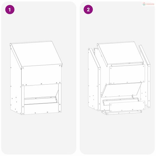 Csirke etető Olajzöld 21 x 16 x 33 cm Hidegen Hengerelt Acél