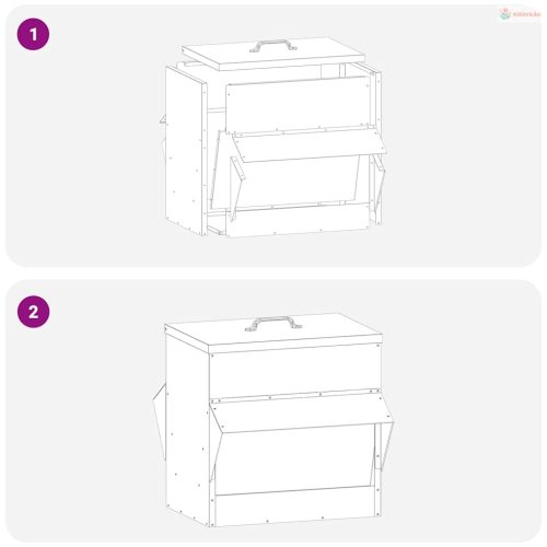 Csirke etető Fekete 40,5 x 45 x 41 cm Hidegen Hengerelt Acél