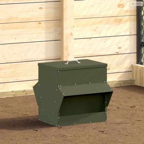 Csirke etető Olajzöld 40,5 x 45 x 41 cm Hidegen Hengerelt Acél