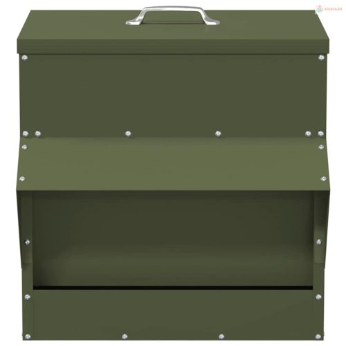 Csirke etető Olajzöld 40,5 x 45 x 41 cm Hidegen Hengerelt Acél