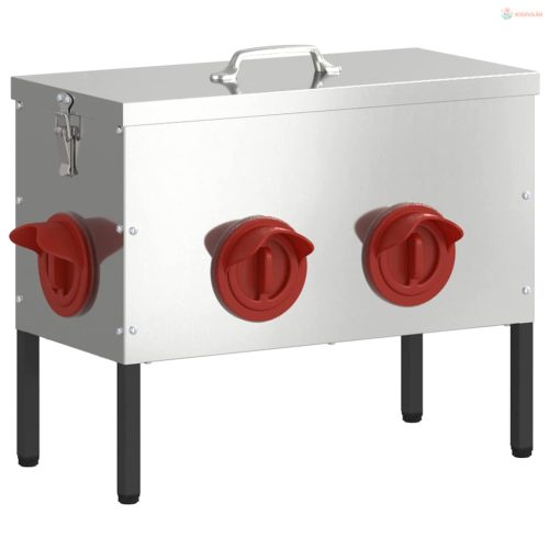 Csirke etető 2 pcs Ezüst 41,5 x 20,5 x 33 cm Horganyzott acél