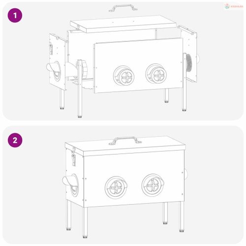 Csirke etető 2 pcs Ezüst 41,5 x 20,5 x 33 cm Horganyzott acél