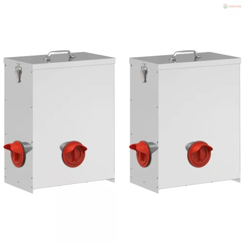 Csirke etető 2 pcs Ezüst 32,5 x 20,5 x 43 cm Horganyzott acél
