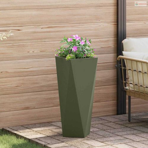 Növénytartó 2 pcs Olajzöld 30 x 30 x 75 cm Acél