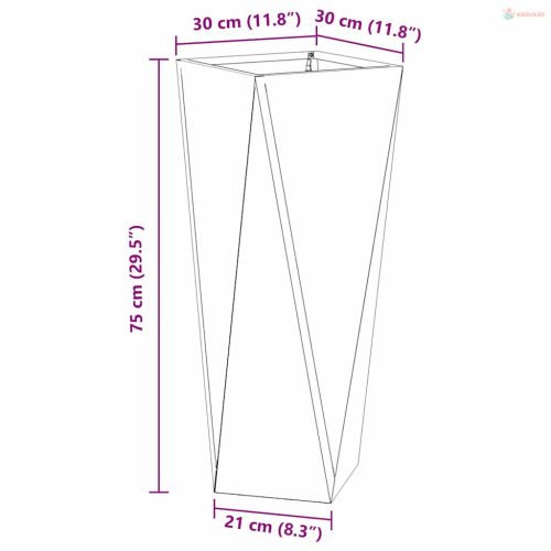 Növénytartó Ezüst 30 x 30 x 75 cm Horganyzott acél