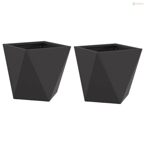 Növénytartó 2 pcs Fekete 30 x 30 x 30 cm Acél