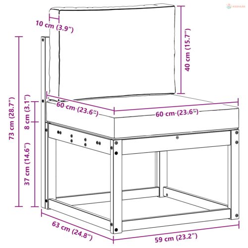 Kültéri középső kanapé Tömör Akácfa