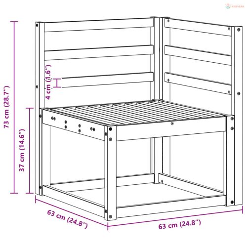 Kültéri Sarokkanapé Tömör Akácfa Természetes 63 x 63 x 73 cm