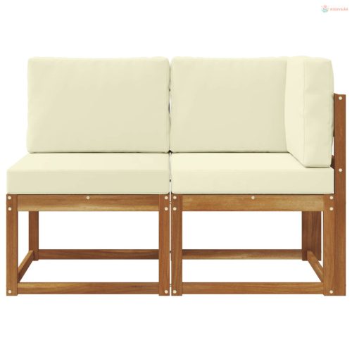 Kültéri középső és sarok kanapé párnával 2 Darab Tömör Akácfa