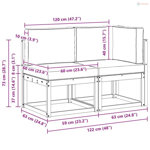 Kültéri középső és sarok kanapé párnával 2 Darab Tömör Akácfa